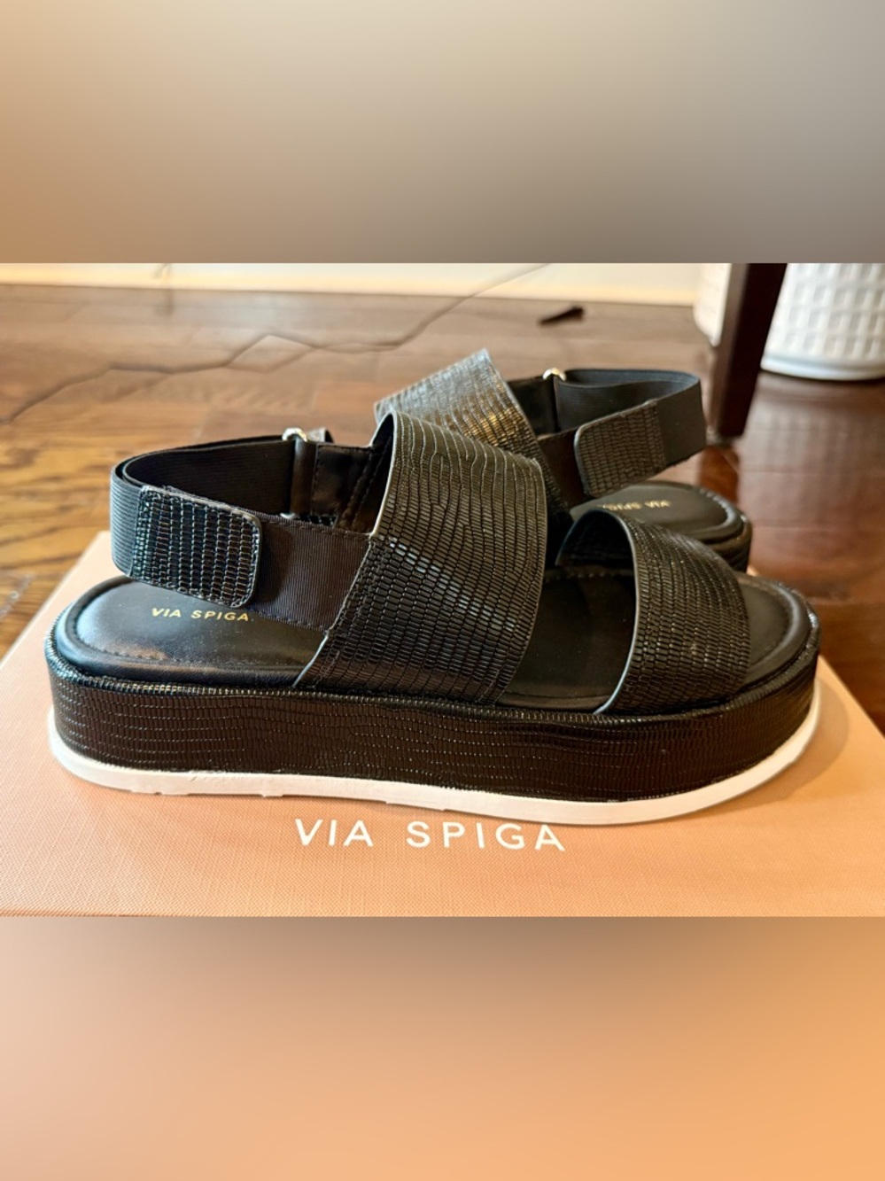 🚨Via Spiga Women Gabourey2 Platform Platform Sandals|Sz. 9M | Black | NWB